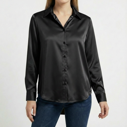 Blusa Mujer Cuello Clasico Bajo Anudado Ajuste Casual