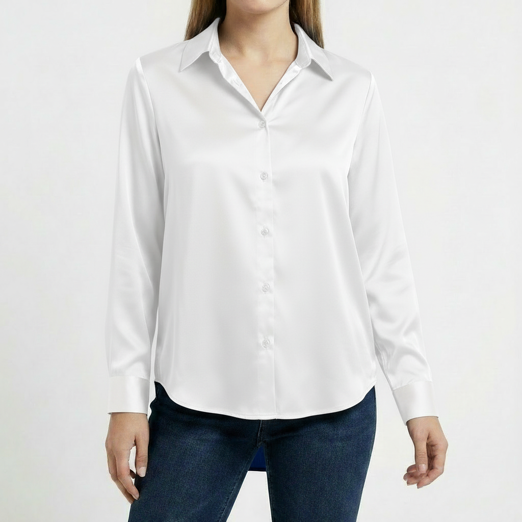Blusa Mujer Cuello Clasico Bajo Anudado Ajuste Casual