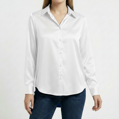 Blusa Mujer Cuello Clasico Bajo Anudado Ajuste Casual