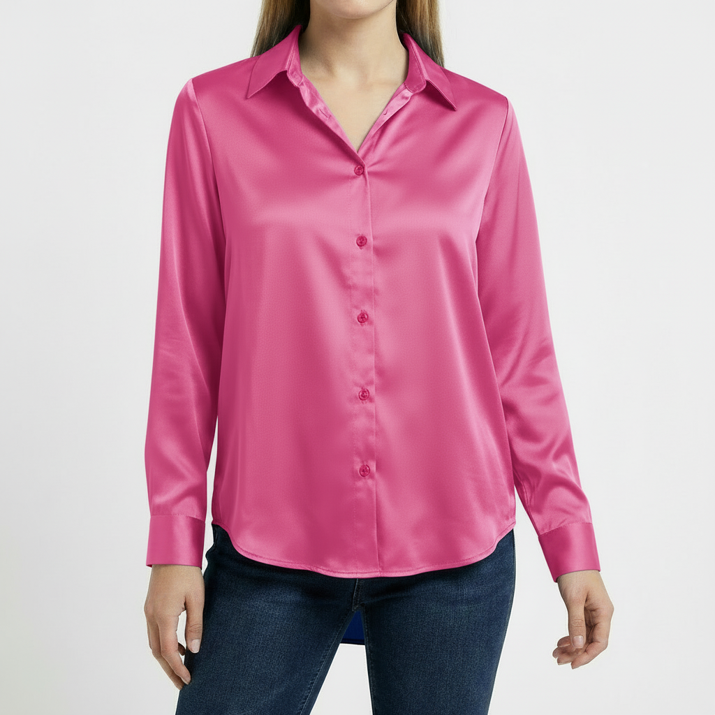 Blusa Mujer Cuello Clasico Bajo Anudado Ajuste Casual