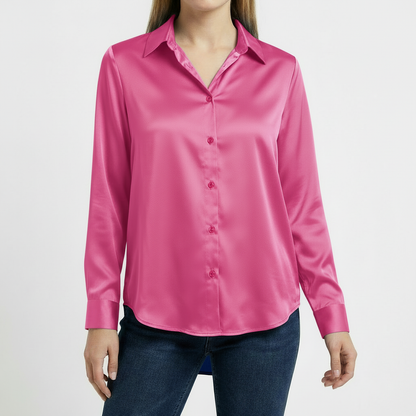 Blusa Mujer Cuello Clasico Bajo Anudado Ajuste Casual