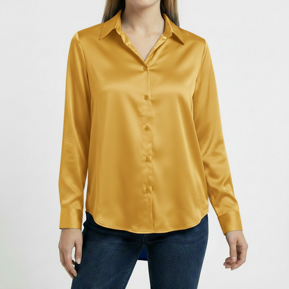 Blusa Mujer Cuello Clasico Bajo Anudado Ajuste Casual