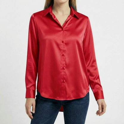 Blusa Mujer Cuello Clasico Bajo Anudado Ajuste Casual