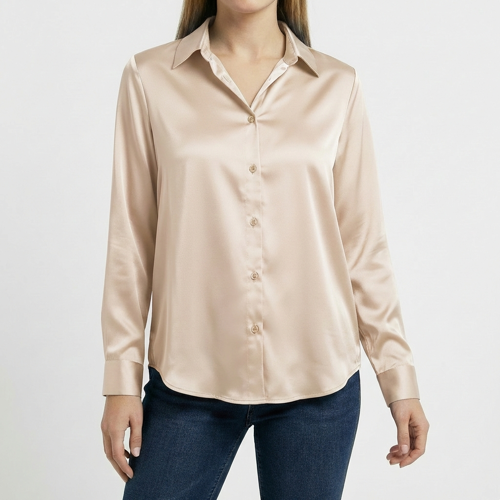 Blusa Mujer Cuello Clasico Bajo Anudado Ajuste Casual
