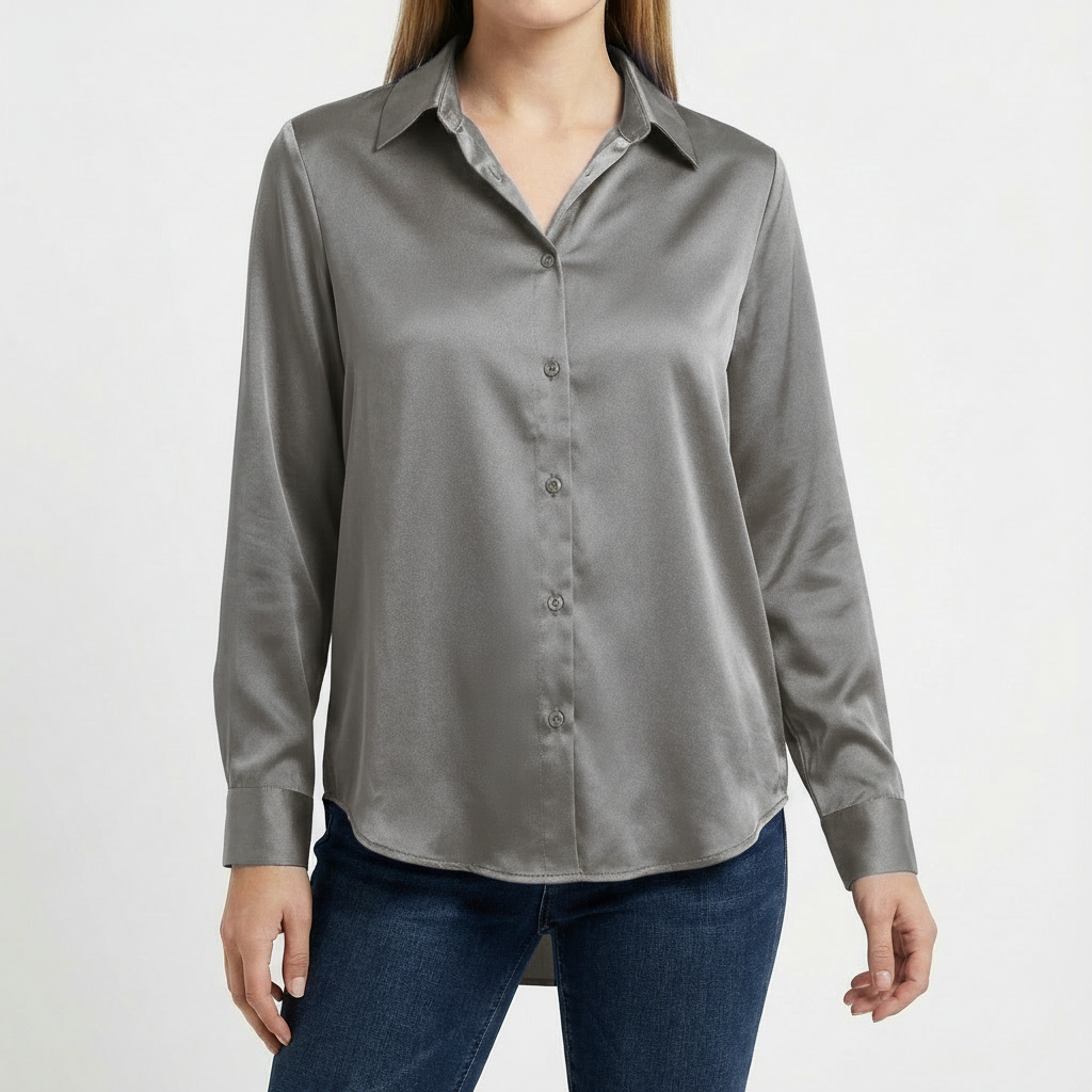 Blusa Mujer Cuello Clasico Bajo Anudado Ajuste Casual
