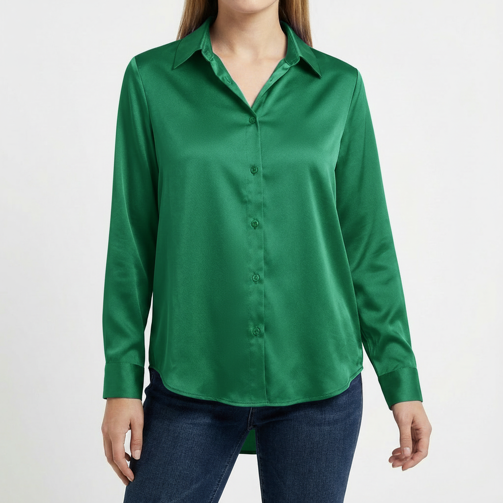 Blusa Mujer Cuello Clasico Bajo Anudado Ajuste Casual