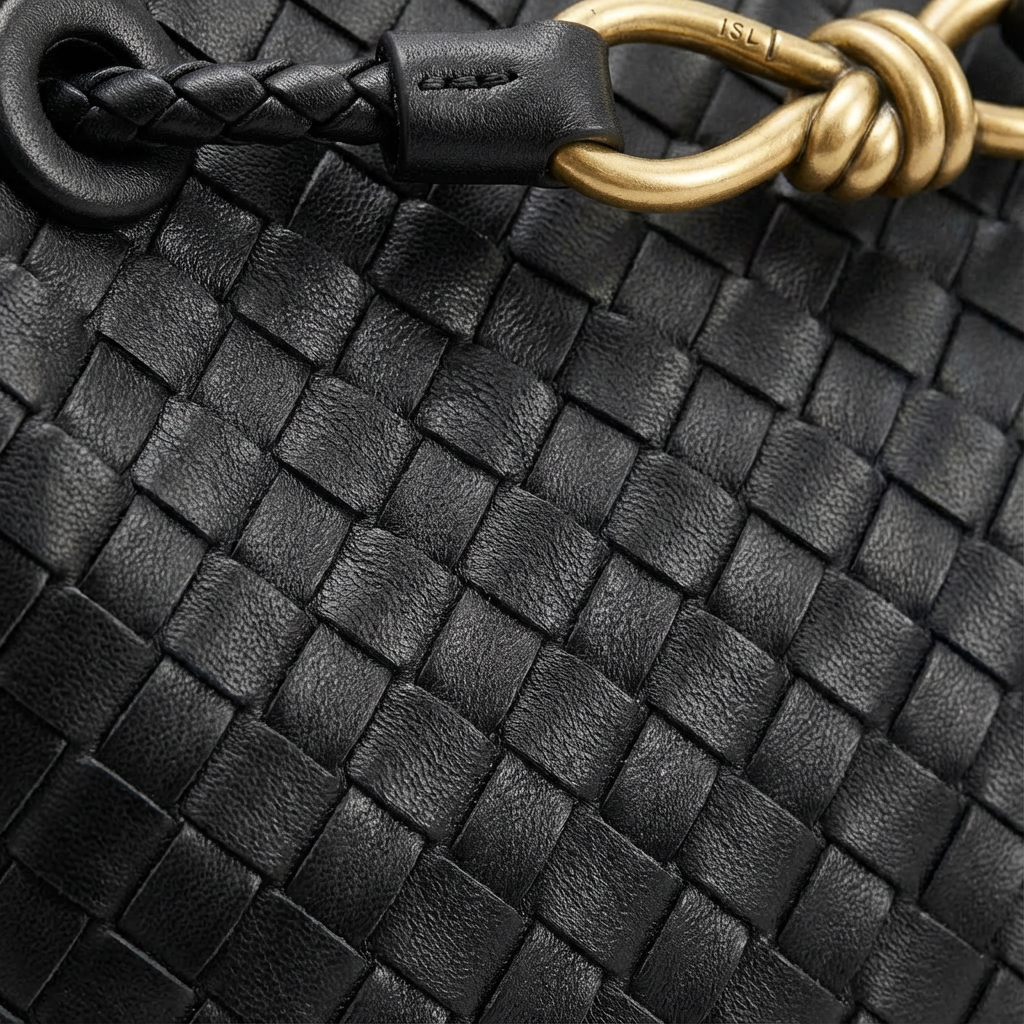 Bolso de Mano Mujer Trenzado Intrecciato Cierre Elegante