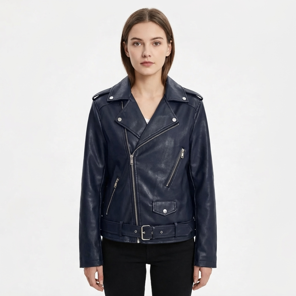 Chaqueta Biker Mujer con Cremallera Ajuste Entallado