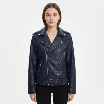 Chaqueta Biker Mujer con Cremallera Ajuste Entallado