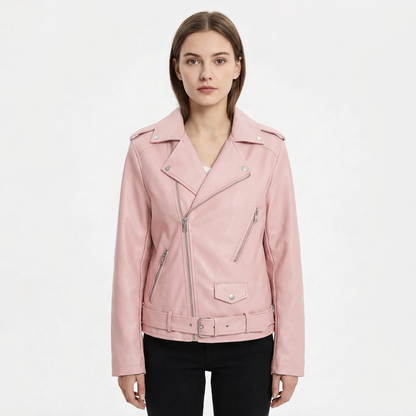 Chaqueta Biker Mujer con Cremallera Ajuste Entallado