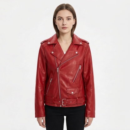 Chaqueta Biker Mujer con Cremallera Ajuste Entallado