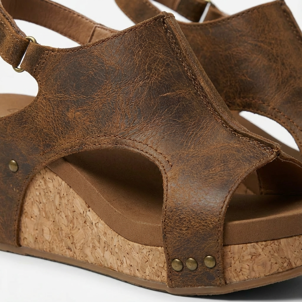 Sandalias Cuña Mujer Plataforma Corcho Tiras Cruzadas Veraniegas