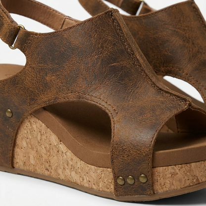 Sandalias Cuña Mujer Plataforma Corcho Tiras Cruzadas Veraniegas
