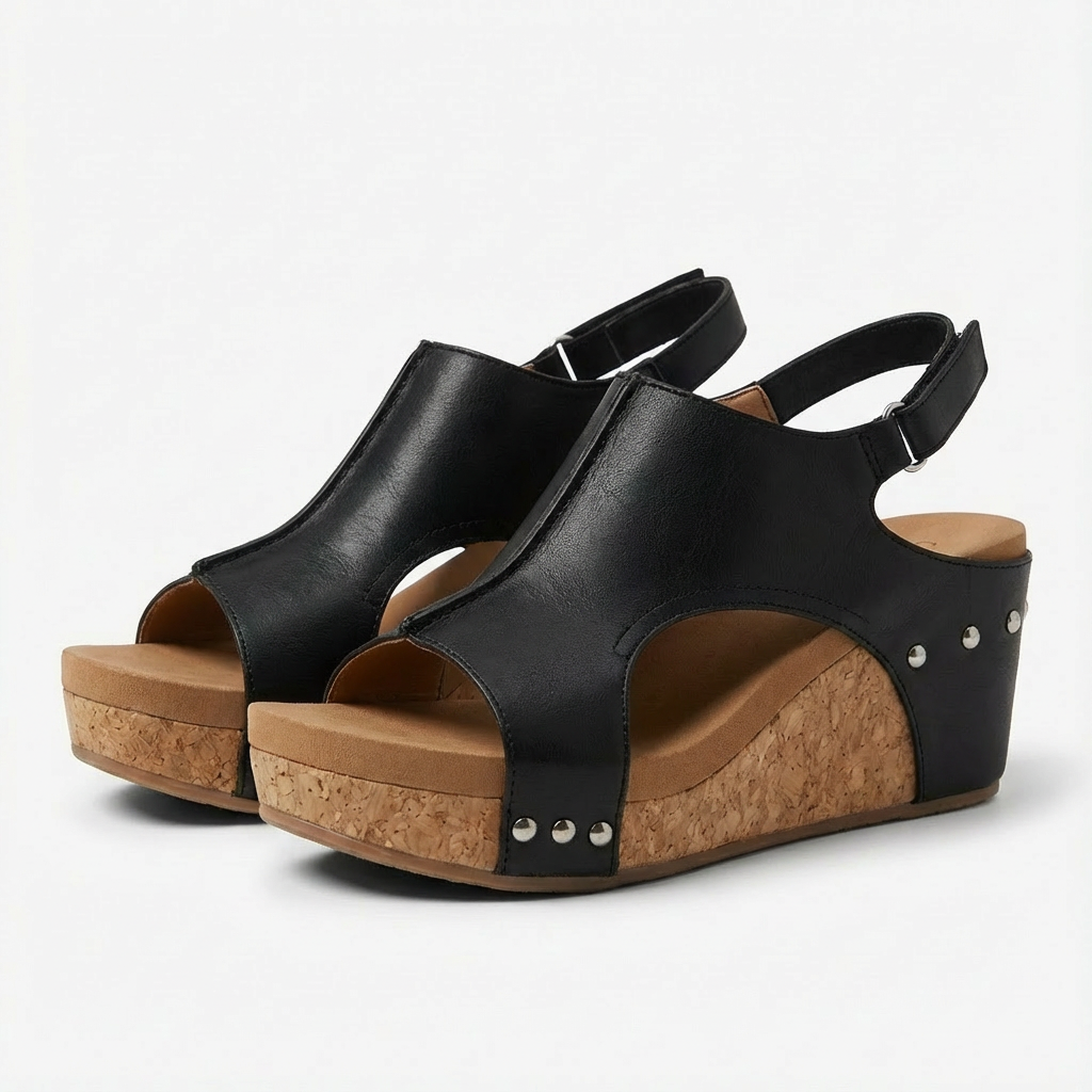 Sandalias Cuña Mujer Plataforma Corcho Tira Trasera