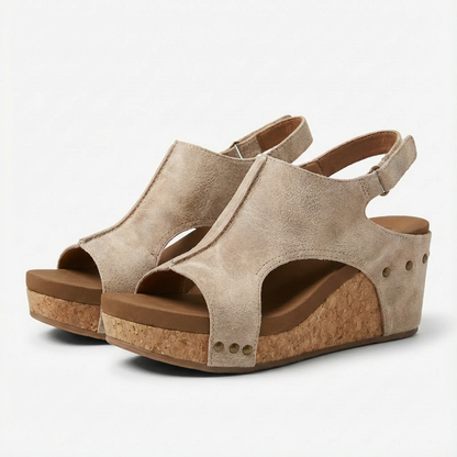 Sandalias Cuña Mujer Plataforma Corcho Tiras Cruzadas Veraniegas