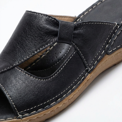 Sandalias Mule Mujer Diseño Calado Costuras Contrastantes Casual
