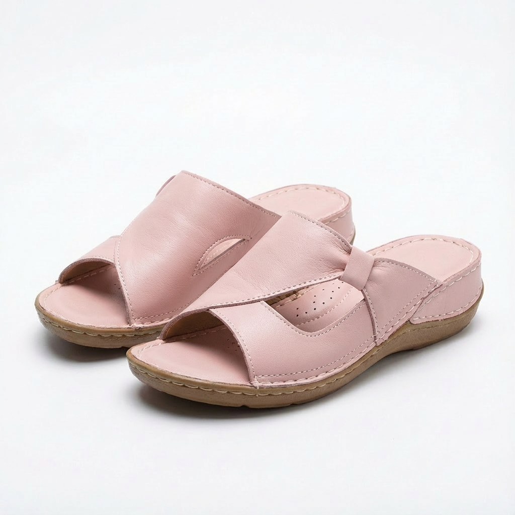 Sandalias Mule Mujer Diseño Calado Costuras Contrastantes Casual