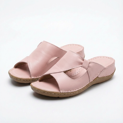 Sandalias Mule Mujer Diseño Calado Costuras Contrastantes Casual