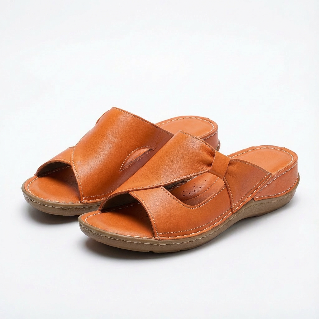 Sandalias Mule Mujer Diseño Calado Costuras Contrastantes Casual