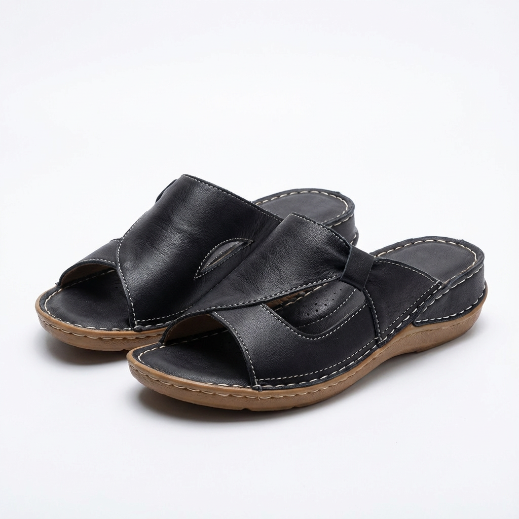 Sandalias Mule Mujer Diseño Calado Costuras Contrastantes Casual - Mavetta