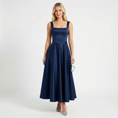 Vestido Maxi Mujer Escote Cuadrado Falda Amplia - Mavetta