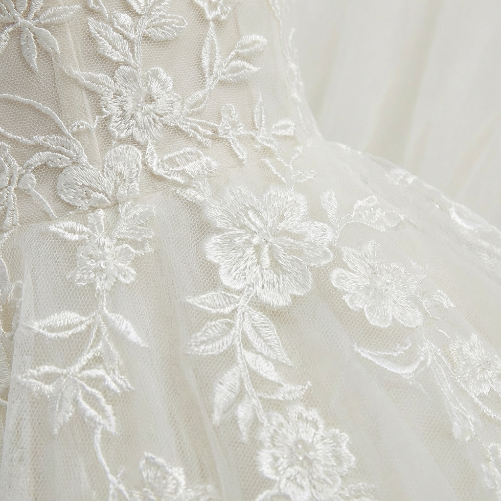 Vestido Novia Mujer Largo Encaje Floral Escote en V Tul