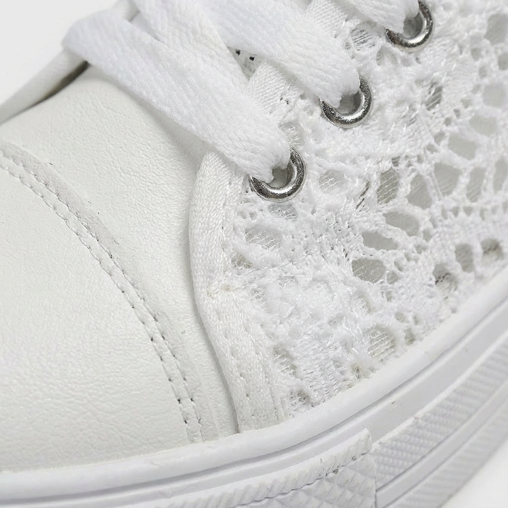 Zapatillas Mujer Plataforma con Apliques de Cristal y Cordones