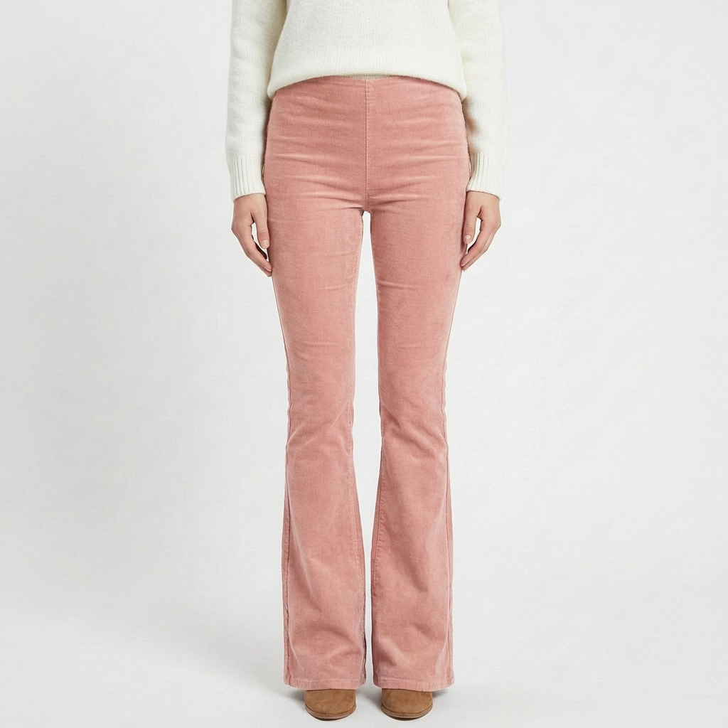 Pantalón Mujer Pernera Acampanada Talle Alto Retro