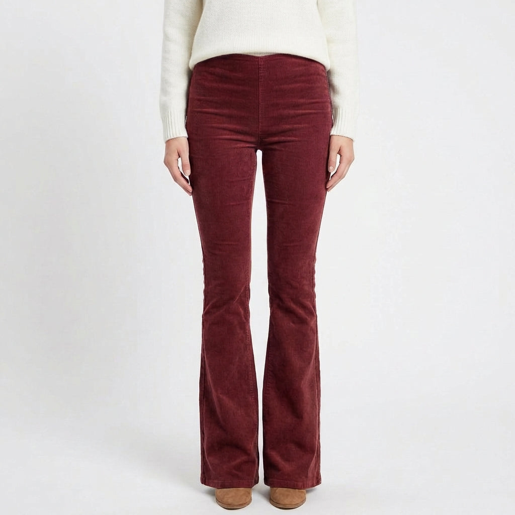 Pantalón Mujer Pernera Acampanada Talle Alto Retro