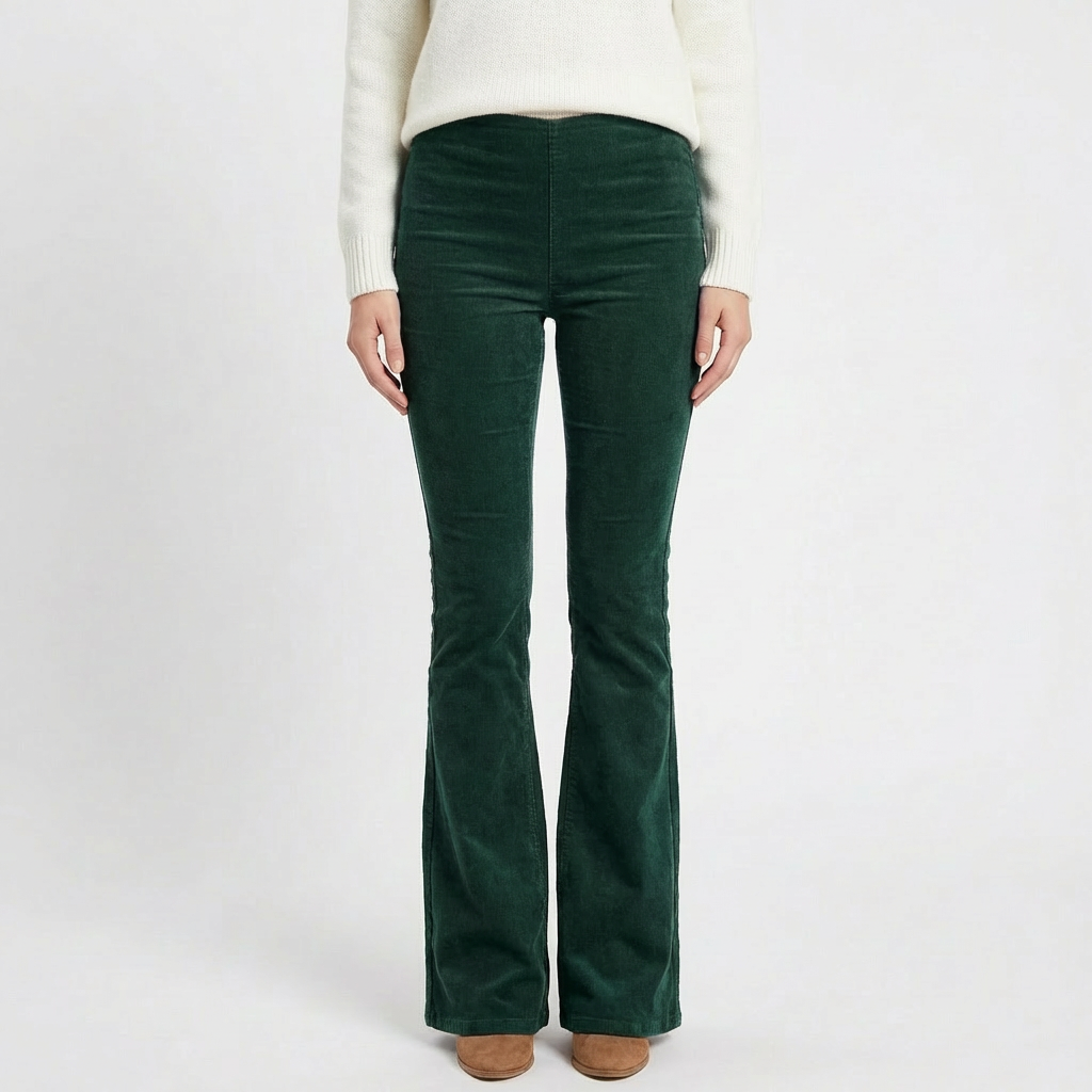 Pantalón Mujer Pernera Acampanada Talle Alto Retro