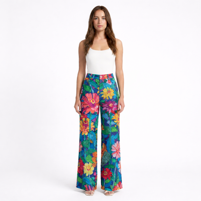 Pantalón Mujer Pernera Ancha Diseño Estampado Casual