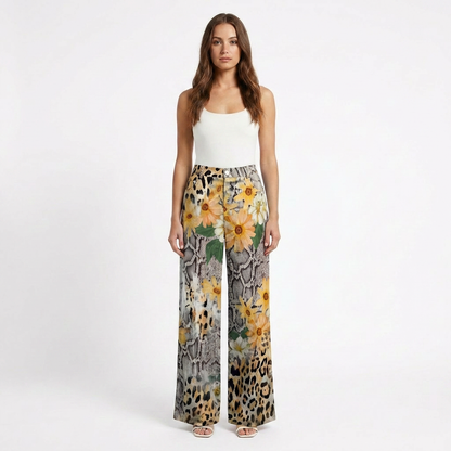 Pantalón Mujer Pernera Ancha Diseño Estampado Casual