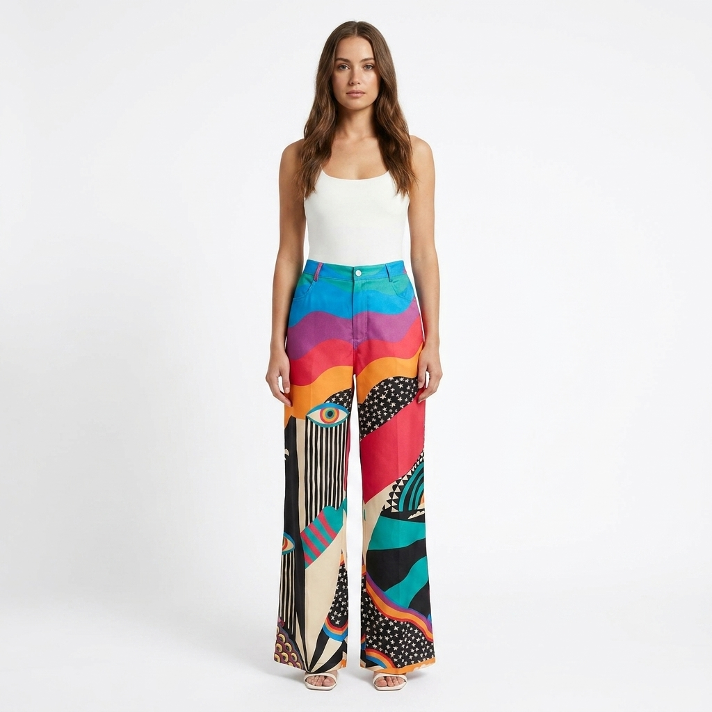 Pantalón Mujer Pernera Ancha Diseño Estampado Casual - Mavetta