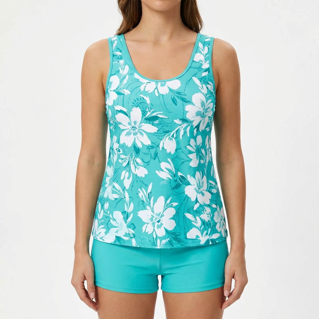 Bañador Tankini Mujer de Dos Piezas Holgado Pantalón Corto