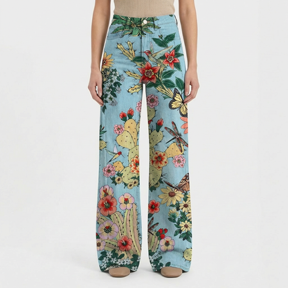Pantalones Vaqueros Mujer Talle Alto Pernera Ancha Diseño