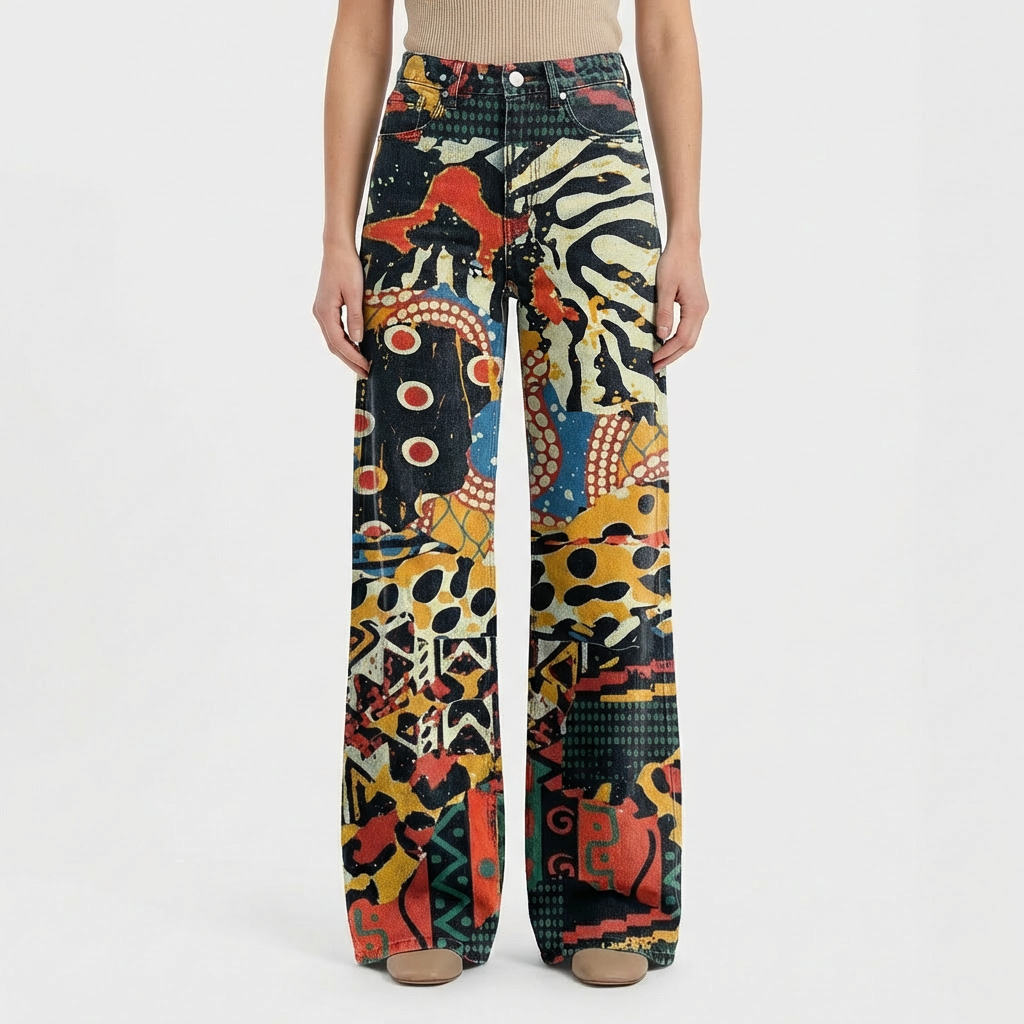 Pantalones Vaqueros Mujer Talle Alto Pernera Ancha Diseño