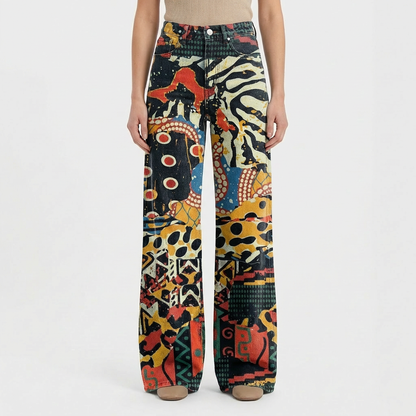 Pantalones Vaqueros Mujer Talle Alto Pernera Ancha Diseño