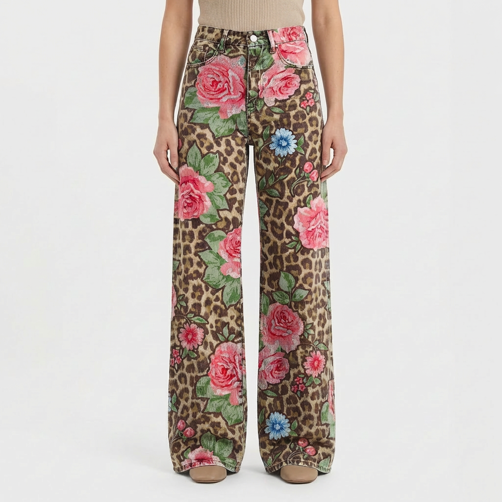 Pantalones Vaqueros Mujer Talle Alto Pernera Ancha Diseño