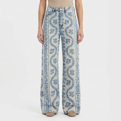 Pantalones Vaqueros Mujer Talle Alto Pernera Ancha Diseño