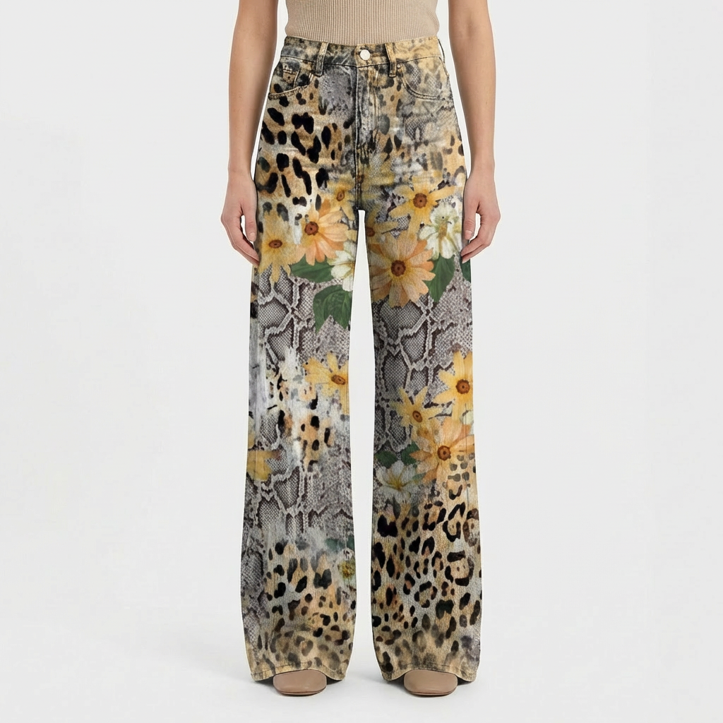 Pantalones Vaqueros Mujer Talle Alto Pernera Ancha Diseño
