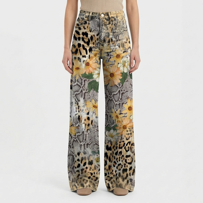 Pantalones Vaqueros Mujer Talle Alto Pernera Ancha Diseño