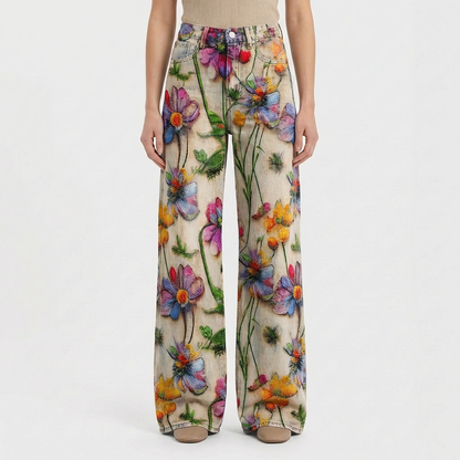 Pantalones Vaqueros Mujer Talle Alto Pernera Ancha Diseño
