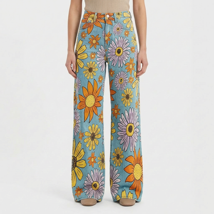 Pantalones Vaqueros Mujer Talle Alto Pernera Ancha Diseño