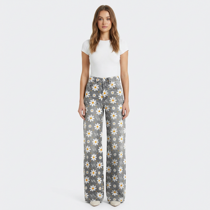 Pantalones Vaqueros Mujer Talle Alto Pernera Ancha Diseño - Mavetta