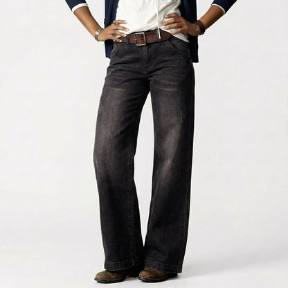 Pantalones Vaqueros Mujer Talle Bajo Pernera Ancha Estilo Retro