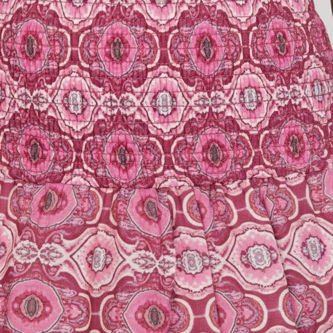 Falda Corta Mujer Estampada con Volantes Cintura Elástica