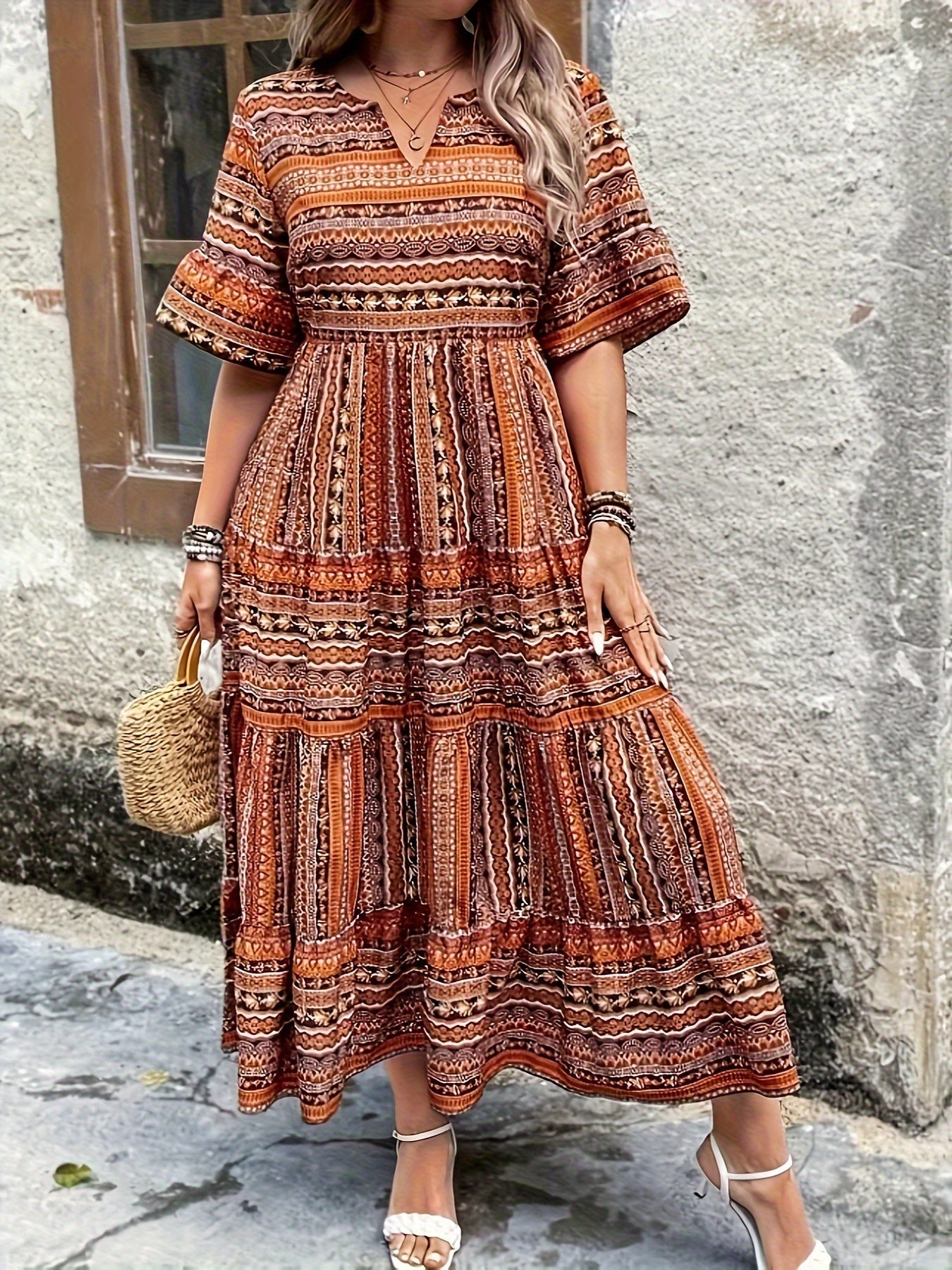 Valeria | Vestido Midi Fluido con Estampado Bohemio para Mujer 3