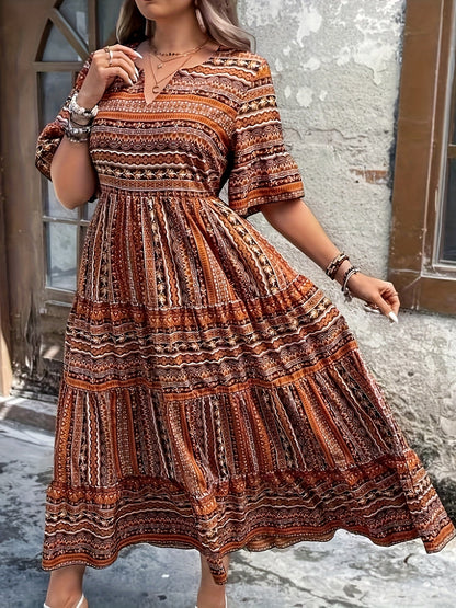Valeria | Vestido Midi Fluido con Estampado Bohemio para Mujer 4