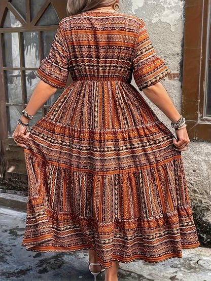 Valeria | Vestido Midi Fluido con Estampado Bohemio para Mujer 6