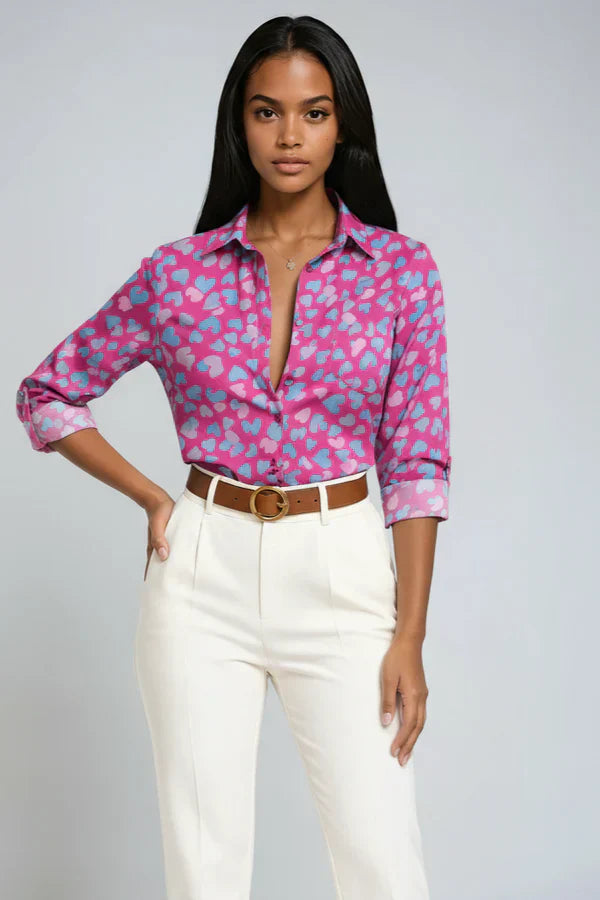 Blusa Mujer Estampada Tejido Fluido Corte Suelto